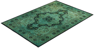 Modern Overdyed Hand Knotted Wool Green Area Rug 6' 0" x 8' 9"