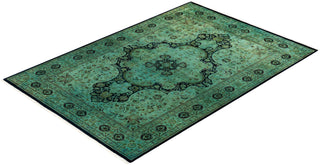 Contemporary Hand-Knotted Overdyed Green Area Rug 6' 0" x 8' 9"