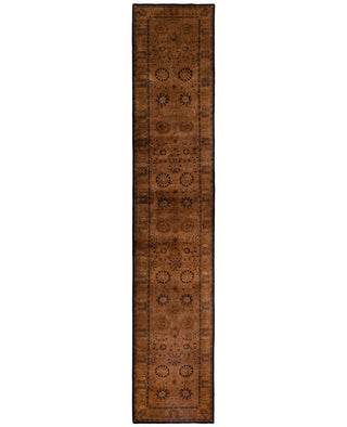 Overdyed One-of-a-Kind Wool Brown Runner 3' 2" x 16' 7"