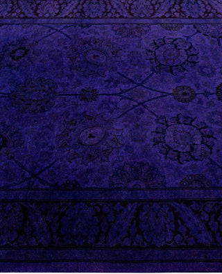 Contemporary Overdyed Wool Hand Knotted Purple Runner 3' 1" x 10' 7"