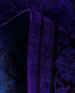 Contemporary Overdyed Wool Hand Knotted Purple Runner 3' 1" x 10' 7"