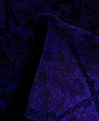 Contemporary Overdyed Wool Hand Knotted Purple Runner 3' 1" x 10' 7"