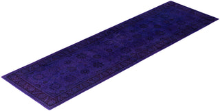 Contemporary Overdyed Wool Hand Knotted Purple Runner 3' 1" x 10' 7"