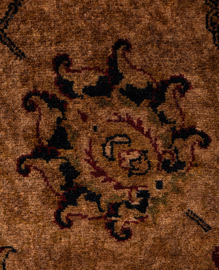 Contemporary Overdyed Wool Hand Knotted Brown Runner 2' 8" x 8' 10"