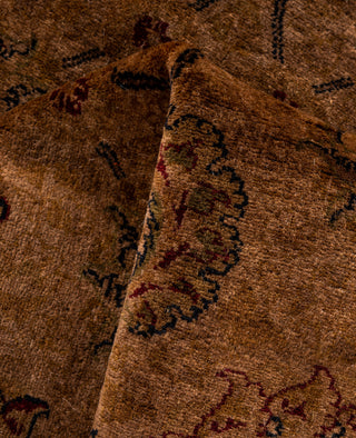 Contemporary Overdyed Wool Hand Knotted Brown Runner 2' 8" x 8' 10"