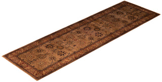 Contemporary Overdyed Wool Hand Knotted Brown Runner 2' 8" x 8' 10"