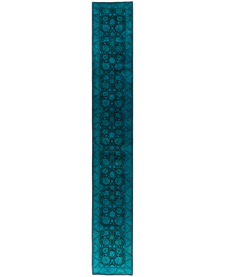 Contemporary Overdyed Wool Hand Knotted Black Runner 2' 8" x 18' 1"