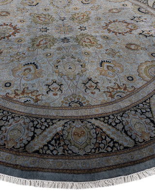 Contemporary Overdyed Wool Hand Knotted Gray Round Area Rug 9' 1" x 9' 1"