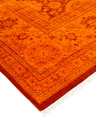 Modern Overdyed Hand Knotted Wool Orange Area Rug 8' 10" x 12' 4"