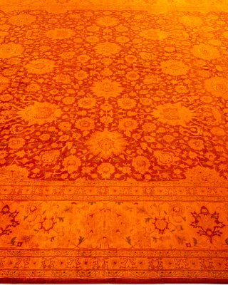 Modern Overdyed Hand Knotted Wool Orange Area Rug 8' 10" x 12' 4"