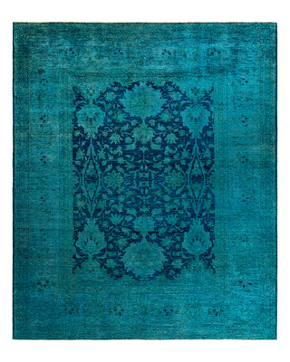 Contemporary Overyed Wool Hand Knotted Blue Area Rug 8' 1" x 9' 10"