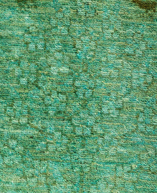Contemporary Overdyed Wool Hand Knotted Green Runner 3' 1" x 15' 10"