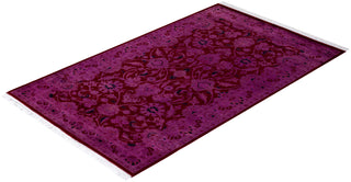 Contemporary Hand Knotted Overdyed Pink Area Rug 3' 1" x 5' 1"