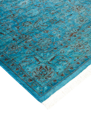 Modern Overdyed Hand Knotted Wool Blue Area Rug 4' 2" x 6' 2"