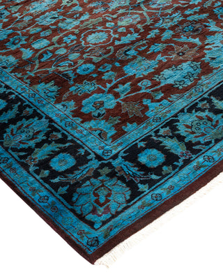 Modern Overdyed Hand Knotted Wool Blue Area Rug 4' 1" x 5' 10"