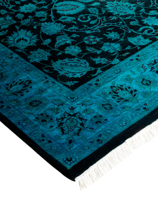 Modern Overdyed Hand Knotted Wool Blue Area Rug 4' 1" x 6' 5"