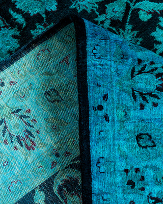 Contemporary Hand Knotted Overdyed Blue Area Rug 4' 1" x 6' 5"