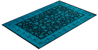 Contemporary Hand Knotted Overdyed Blue Area Rug 4' 1" x 6' 5"