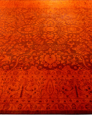 Contemporary Hand-Knotted Overdyed Orange Area Rug 8' 2" x 10' 5"