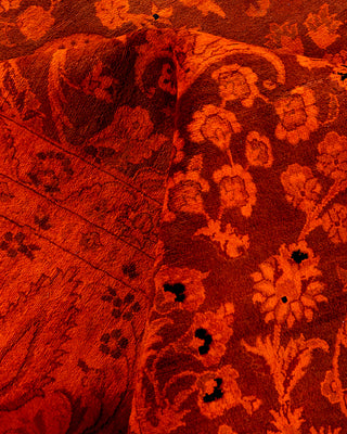 Contemporary Hand-Knotted Overdyed Orange Area Rug 8' 2" x 10' 5"