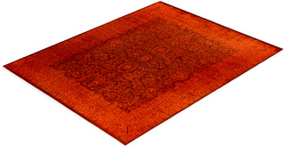 Contemporary Hand-Knotted Overdyed Orange Area Rug 8' 2" x 10' 5"
