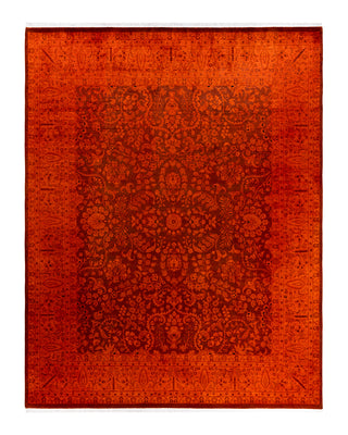 Contemporary Overyed Wool Hand Knotted Orange Area Rug 8' 2" x 10' 5"