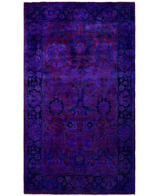 Contemporary Overdyed Wool Hand Knotted Purple Area Rug 3' 2" x 5' 3"