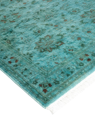 Modern Overdyed Hand Knotted Wool Blue Runner 2' 8" x 10' 3"