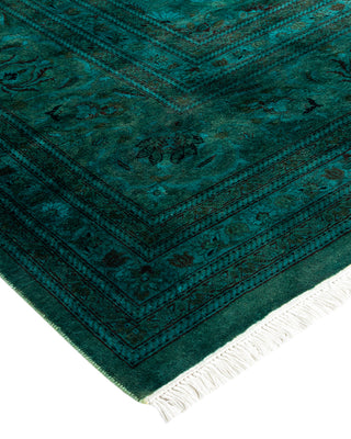 Modern Overdyed Hand Knotted Wool Green Area Rug 9' 1" x 11' 10"