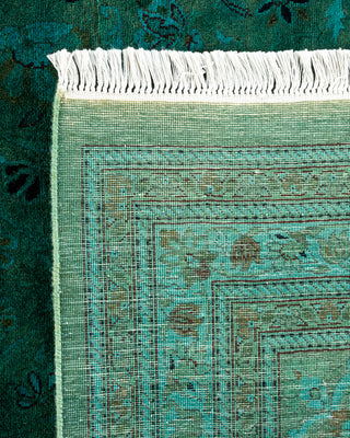 Modern Overdyed Hand Knotted Wool Green Area Rug 9' 1" x 11' 10"
