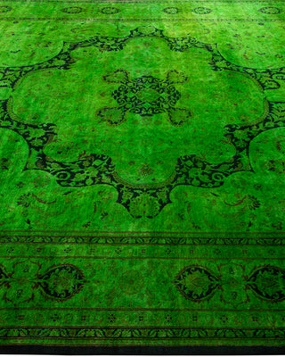 Modern Overdyed Hand Knotted Wool Green Area Rug 8' 1" x 10' 7"