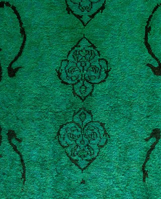Overdyed Hand-Knotted Wool Modern-Contemporary Green Area Rug 5' 2" x 8' 5"