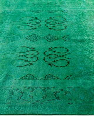 Overdyed Hand-Knotted Wool Modern-Contemporary Green Area Rug 5' 2" x 8' 5"