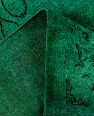 Overdyed Hand-Knotted Wool Modern-Contemporary Green Area Rug 5' 2" x 8' 5"