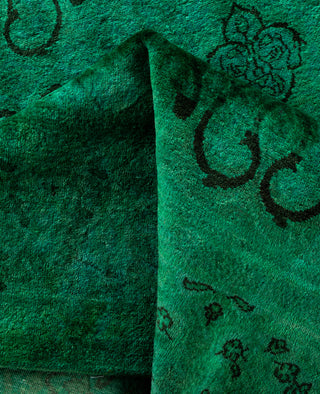 Overdyed Hand-Knotted Wool Modern-Contemporary Green Area Rug 5' 2" x 8' 5"