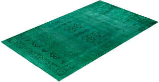 Overdyed Hand-Knotted Wool Modern-Contemporary Green Area Rug 5' 2" x 8' 5"