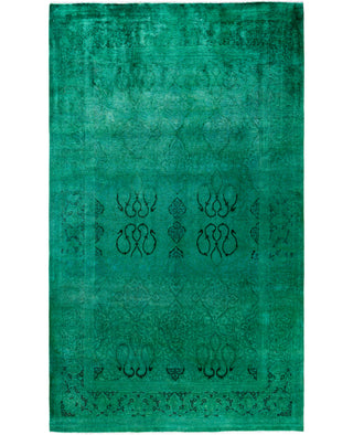 Overdyed Hand-Knotted Wool Modern-Contemporary Green Area Rug 5' 2" x 8' 5"