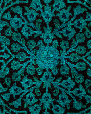 Contemporary Hand Knotted Overdyed Green Runner 4' 2" x 11' 10"