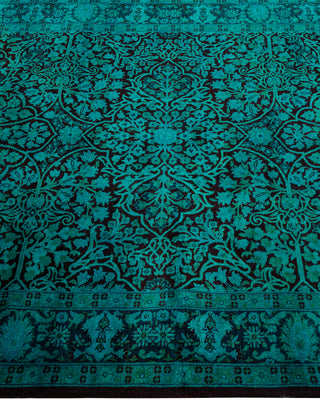 Contemporary Hand Knotted Overdyed Green Runner 4' 2" x 11' 10"