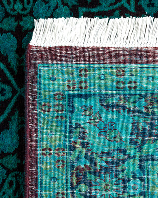 Contemporary Hand Knotted Overdyed Green Runner 4' 2" x 11' 10"