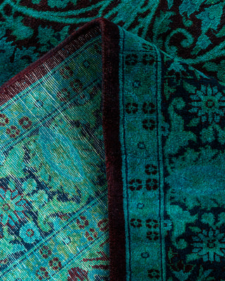Contemporary Hand Knotted Overdyed Green Runner 4' 2" x 11' 10"