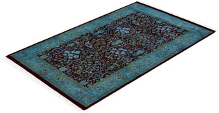 Contemporary Overdyed Wool Hand Knotted Red Runner 2' 8" x 4' 5"