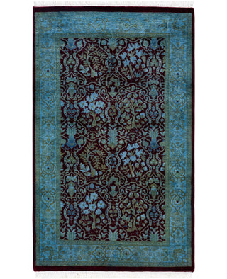 Contemporary Overdyed Wool Hand Knotted Red Runner 2' 8" x 4' 5"