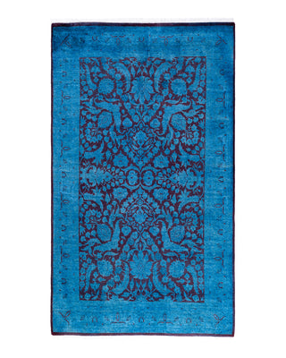 Fine Vibrance, One-of-a-Kind Hand-Knotted Area Rug  - Blue, 4' 2" x 7' 1"