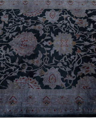 Contemporary Overdyed Wool Hand Knotted Black Runner 2' 7" x 16' 3"