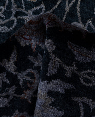 Contemporary Overdyed Wool Hand Knotted Black Runner 2' 7" x 16' 3"