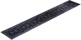 Contemporary Overdyed Wool Hand Knotted Black Runner 2' 7" x 16' 3"