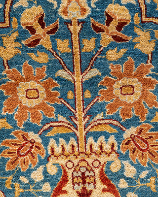 Traditional Hand-Knotted Blue Area Rug 9' 1" x 11' 10"
