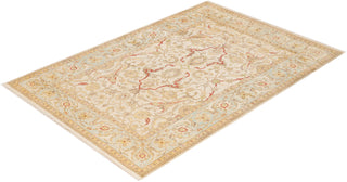 Traditional Hand Knotted Ivory Area Rug 6' 0" x 8' 9"