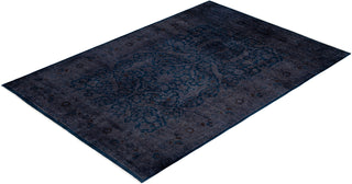 Contemporary Overdyed Wool Hand Knotted Navy Area Rug 6' 1" x 8' 9"
